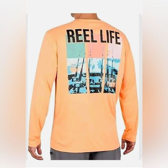 Reel Life Men's Sun Defender Long Sleeve UV Tee Size L Apricot NWT - Picture 1 of 4